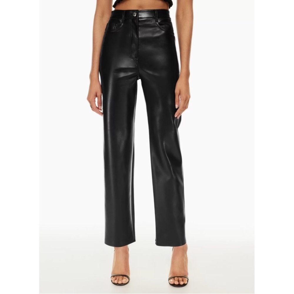 Wilfred Black Faux Leather Straight-Leg Pants